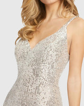 Silver Fully Sequined Scoop Back Gown